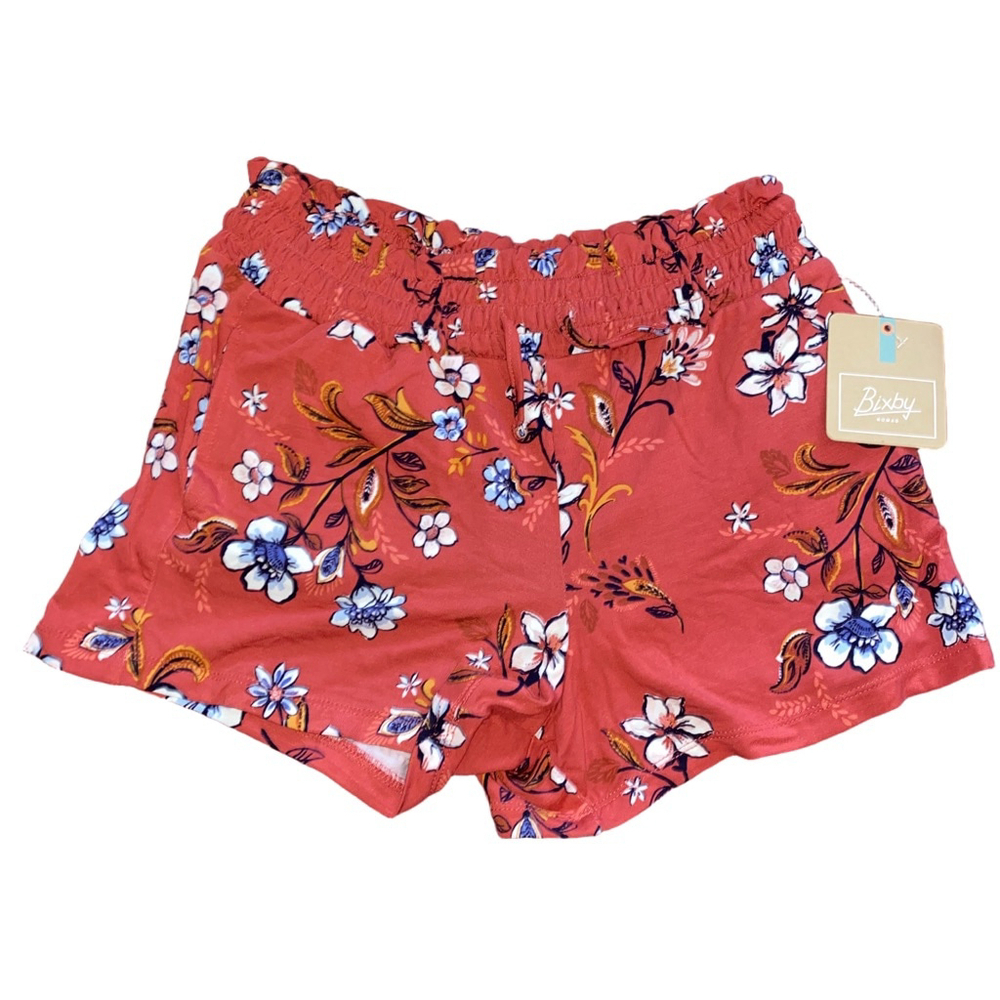Girls Bixby Nomad Red Floral Shorts Size M NWT